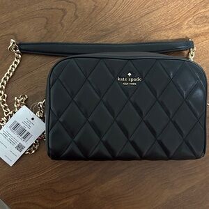 Kate Spade Black Quilted Crossbody with Gold Chain